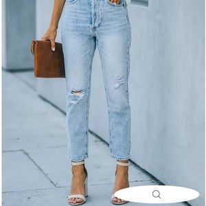 Vici Collection Kason Distressed High Rise Denim New